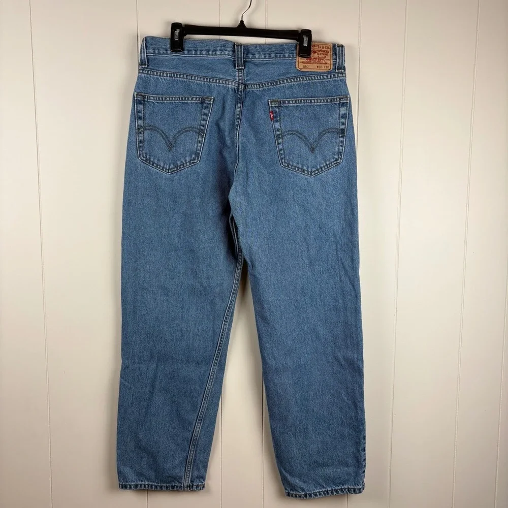 Levis 550 Y2K Relaxed Fit Tapered Leg Jeans 36x30 Medium Wash Blue Y2K Denim